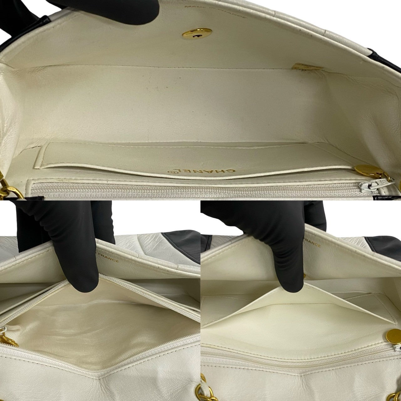 CHANEL Shoulder Bag lambskin white