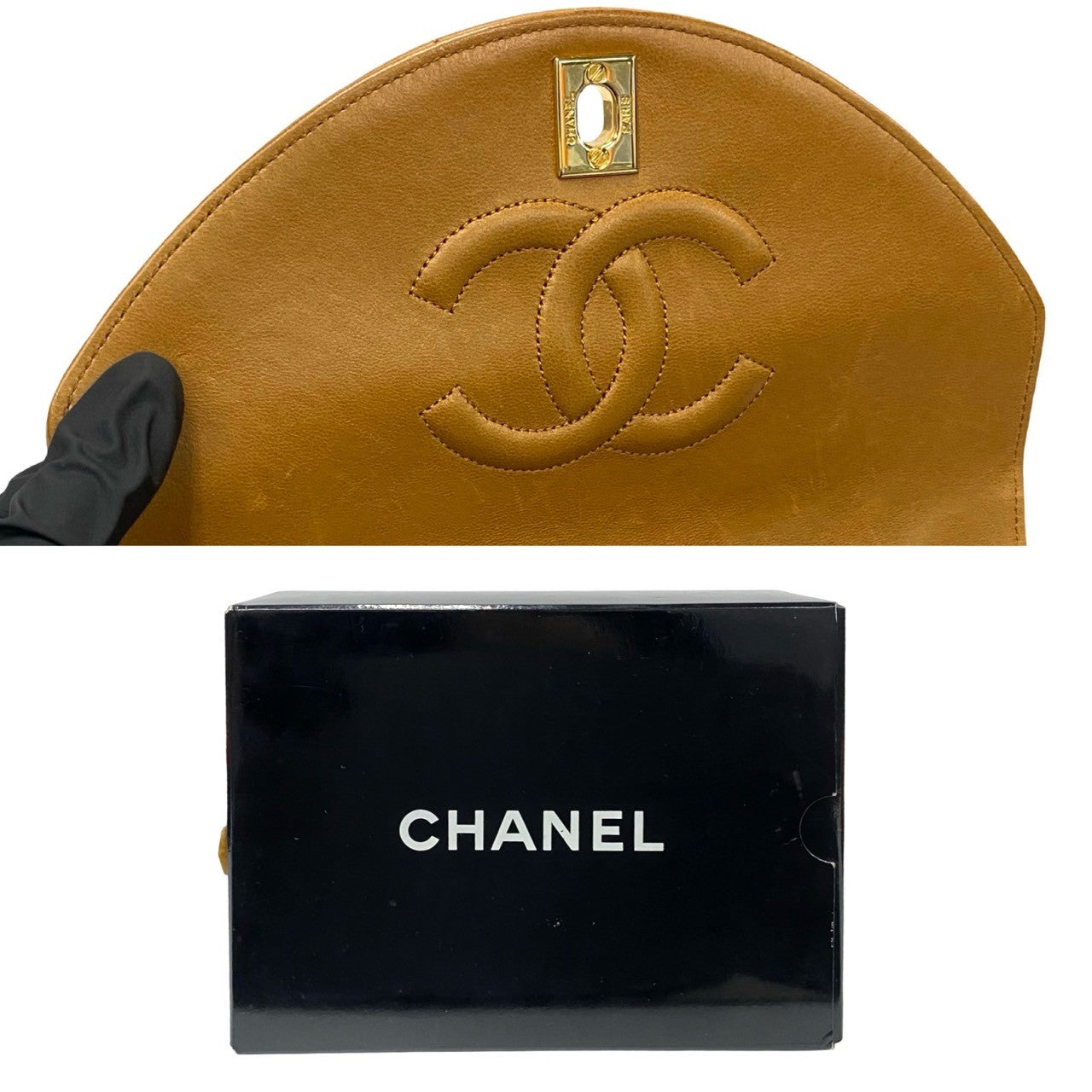 CHANEL Shoulder Bag lambskin Brown Matrasse