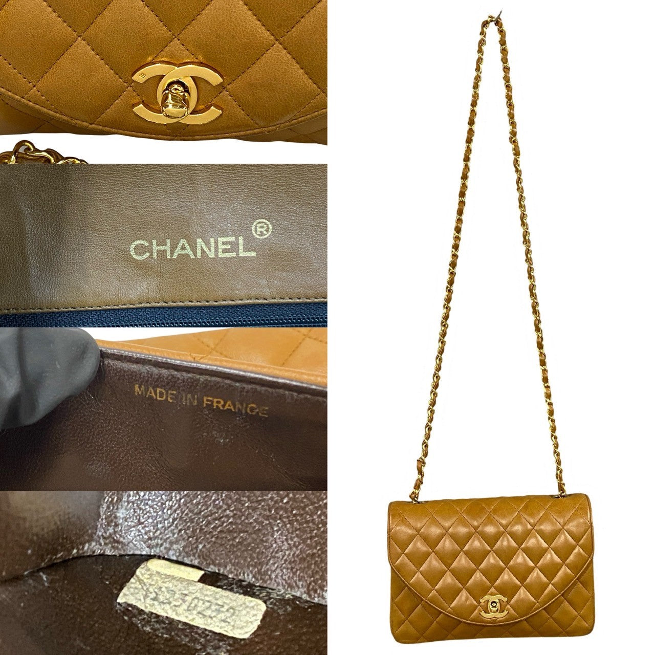 CHANEL Shoulder Bag lambskin Brown Matrasse