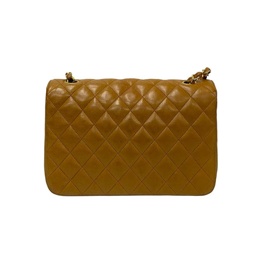 CHANEL Shoulder Bag lambskin Brown Matrasse