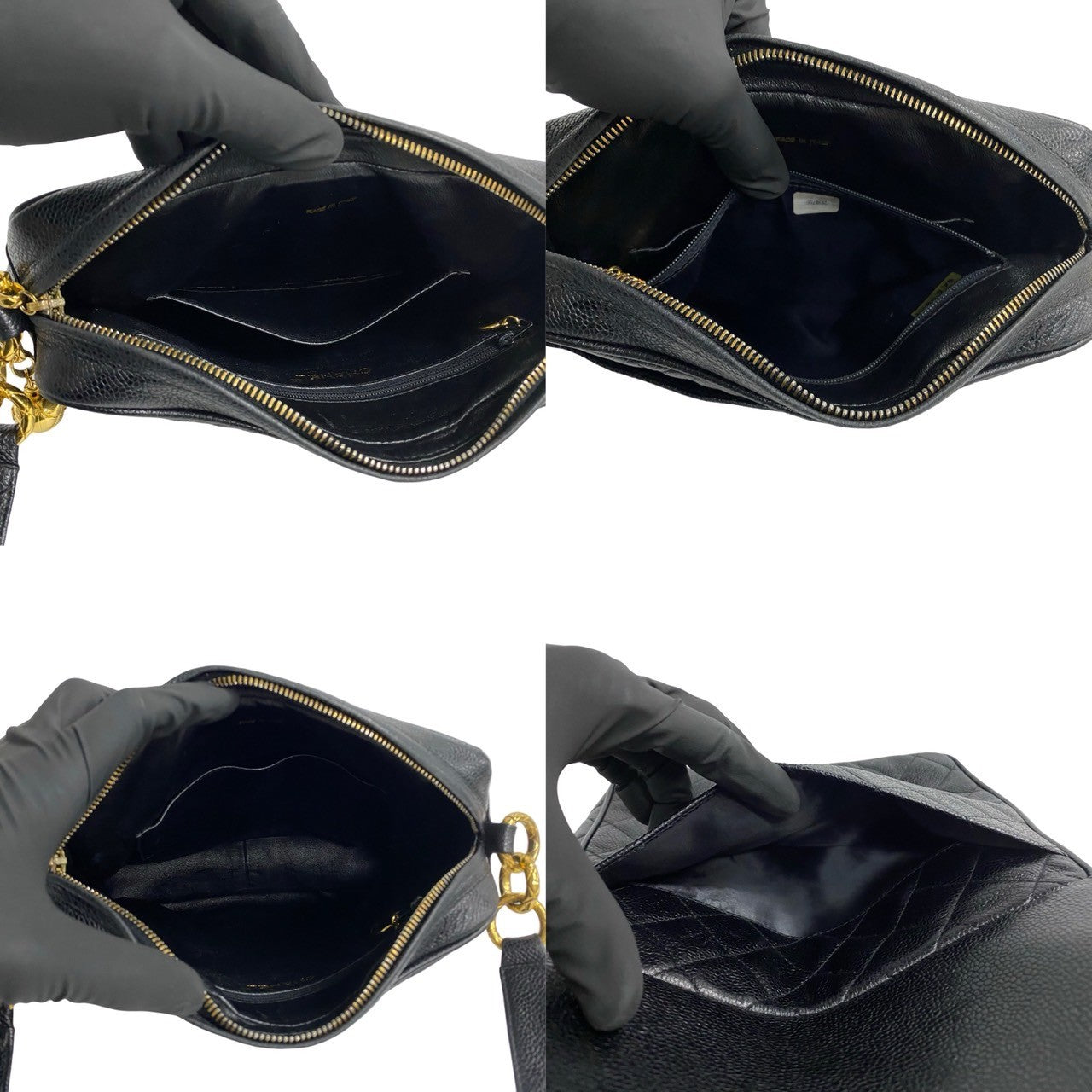 CHANEL Shoulder Bag Matt caviar skin black Matrasse