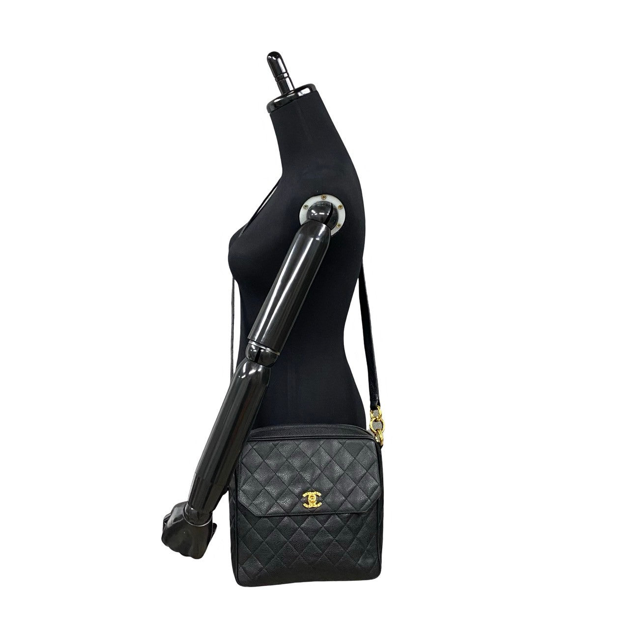 CHANEL Shoulder Bag Matt caviar skin black Matrasse
