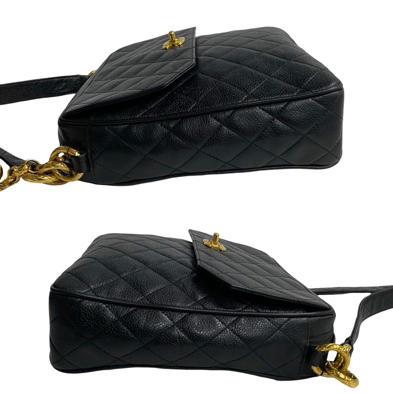 CHANEL Shoulder Bag Matt caviar skin black Matrasse