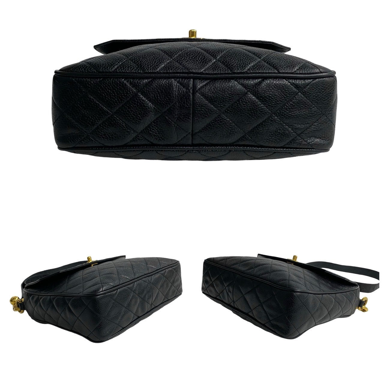 CHANEL Shoulder Bag Matt caviar skin black Matrasse