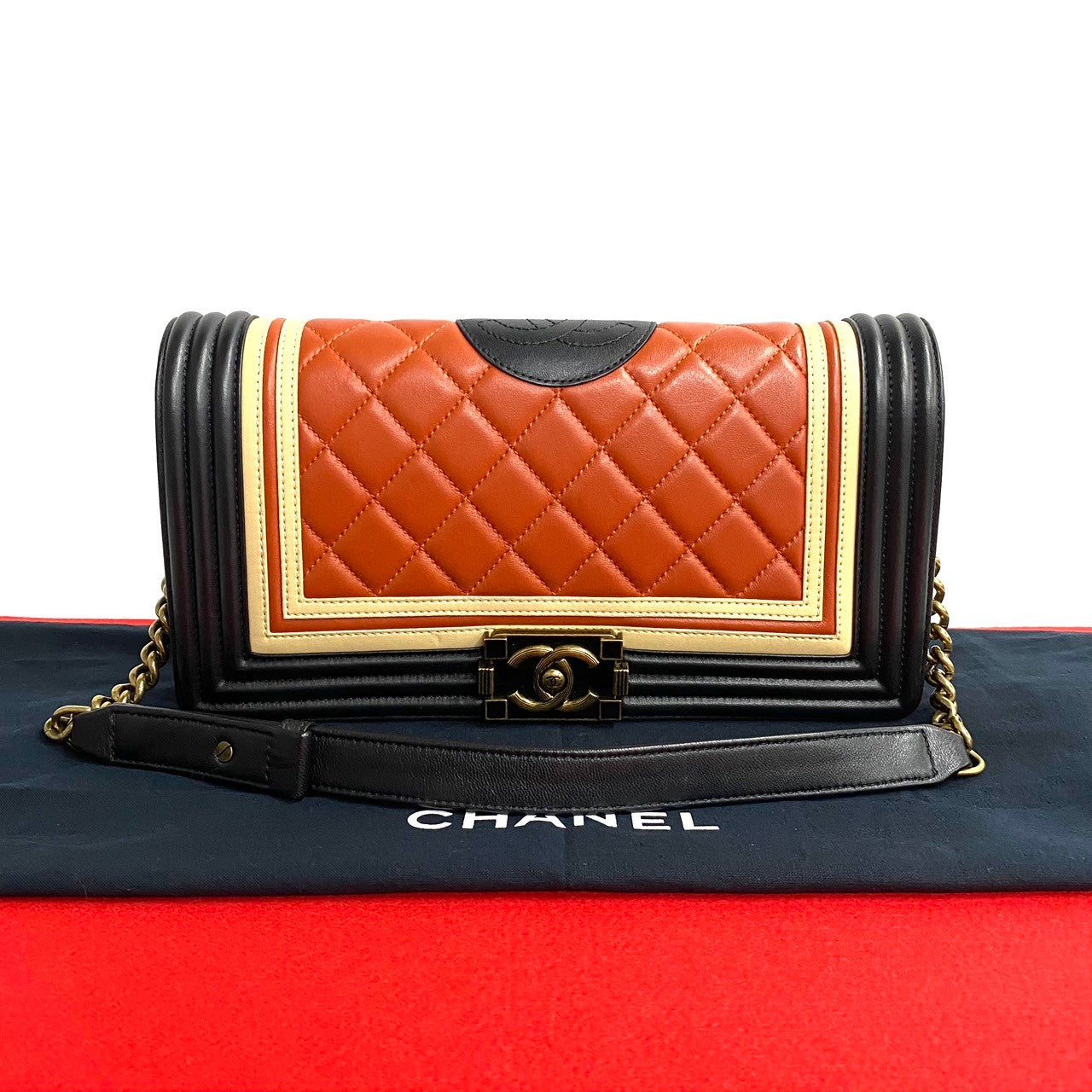CHANEL Shoulder Bag lambskin black Boy chanel