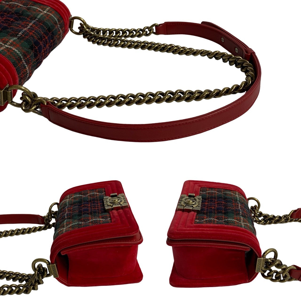 CHANEL Shoulder Bag lambskin Red Boy Chanel Matrasse