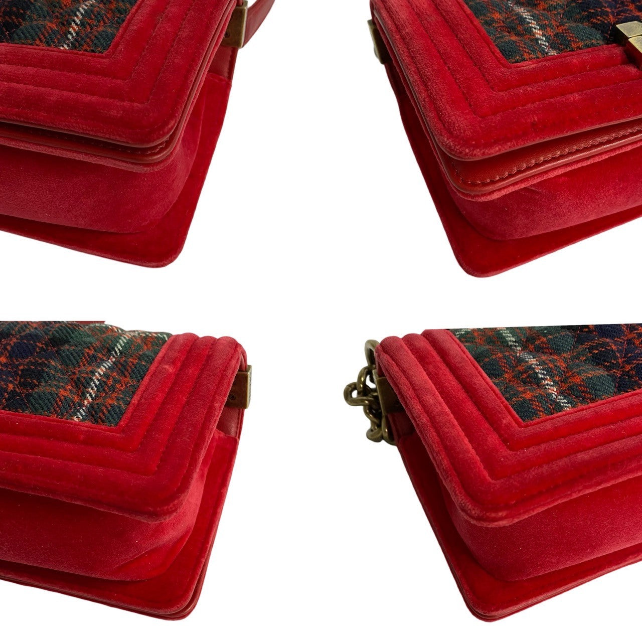 CHANEL Shoulder Bag lambskin Red Boy Chanel Matrasse