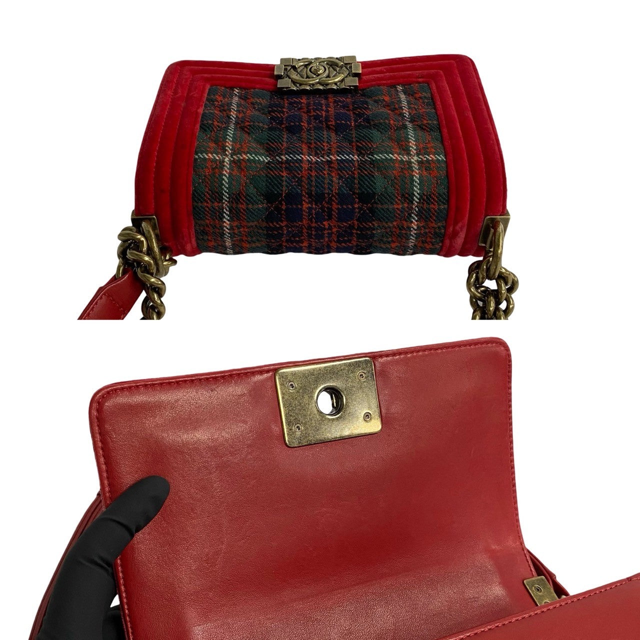 CHANEL Shoulder Bag lambskin Red Boy Chanel Matrasse