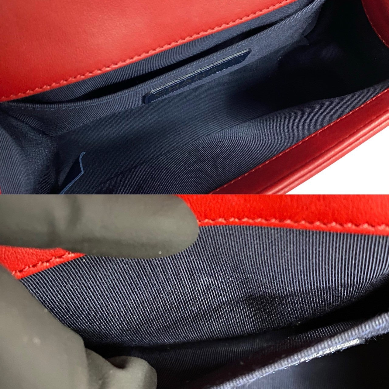 CHANEL Shoulder Bag lambskin Red Boy Chanel Matrasse