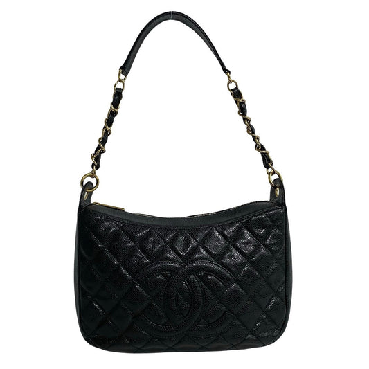 CHANEL Shoulder Bag Matt caviar skin black Matrasse