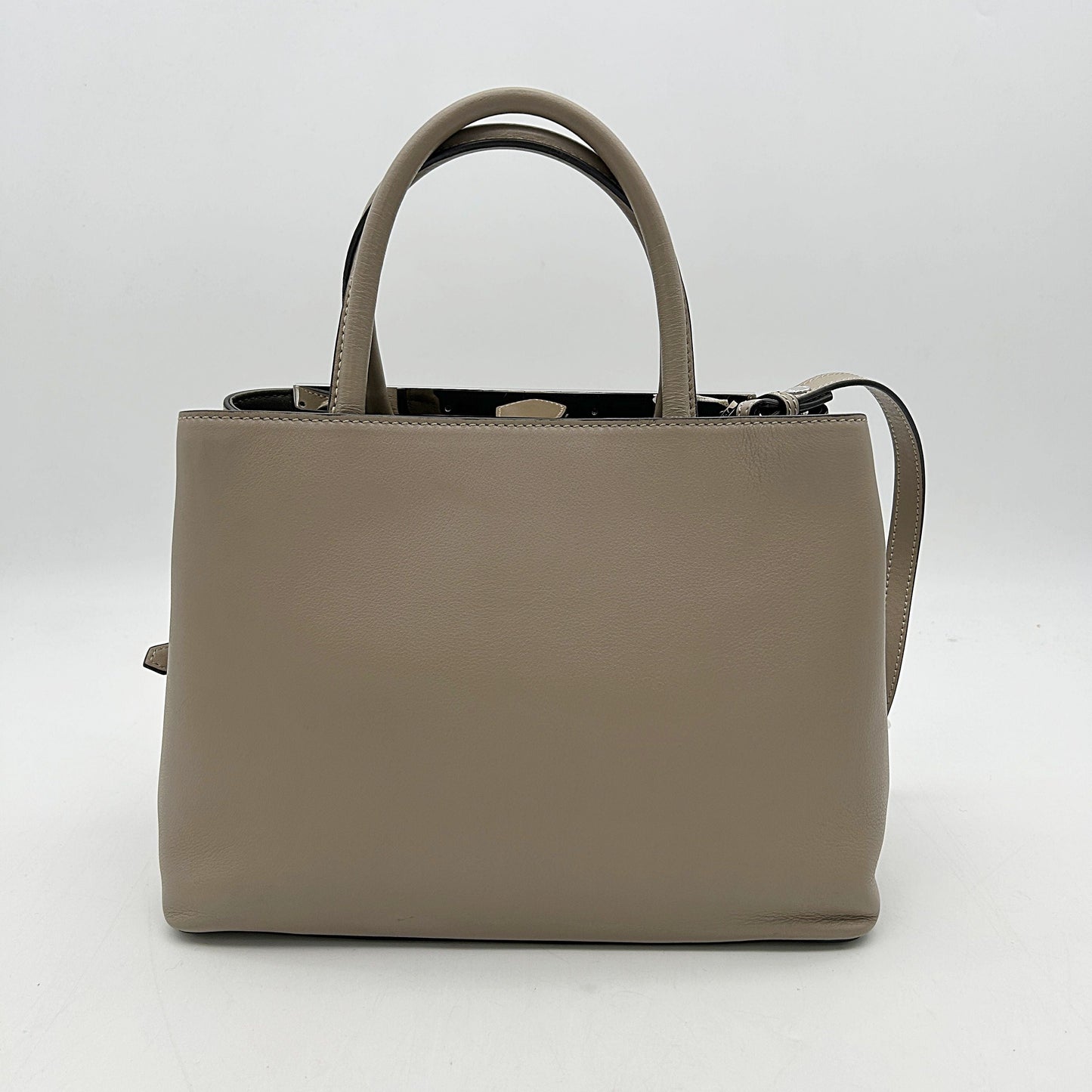 FENDI Vitello Dolce Century Petite 2Jours Tote Tortora Carbone LA11489