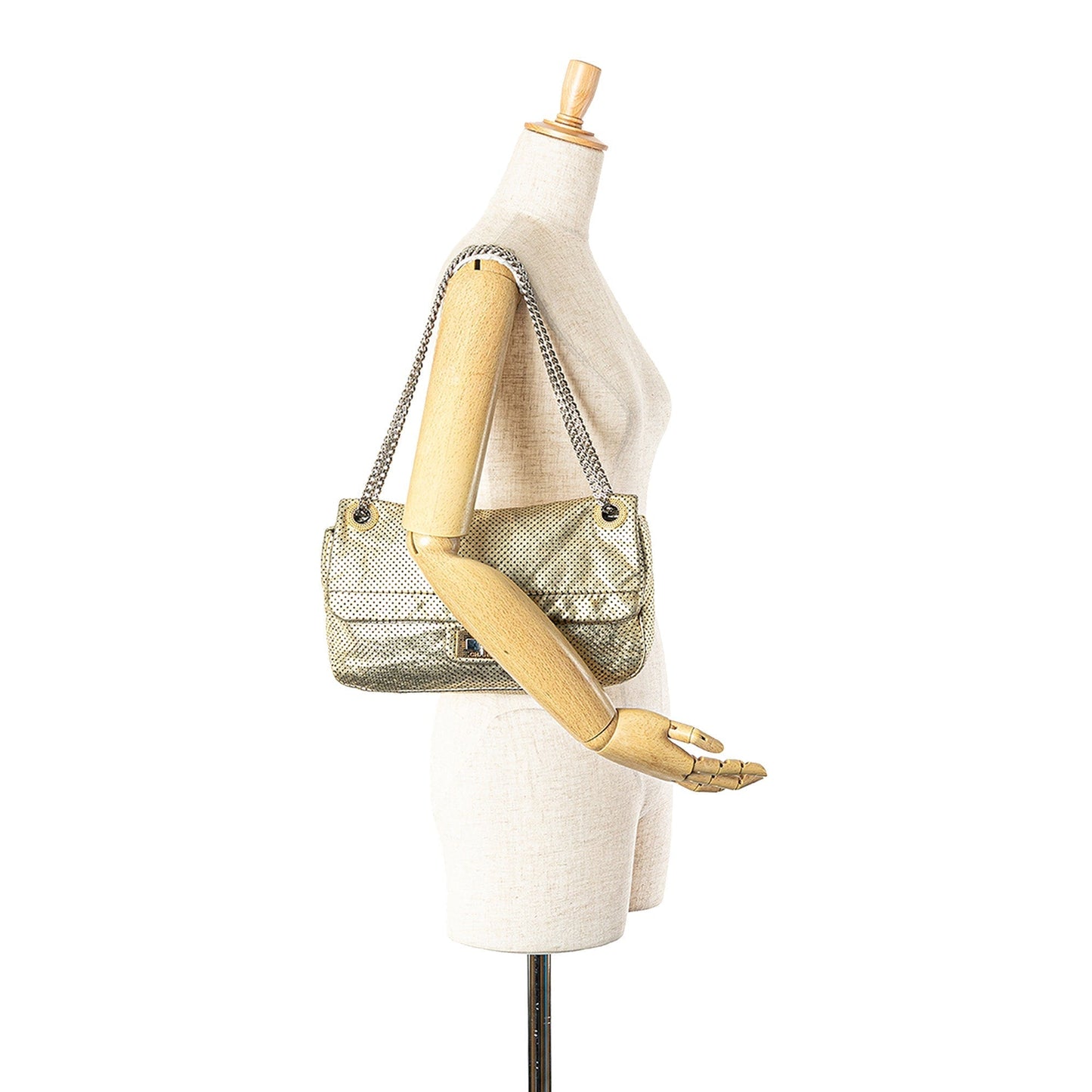 Gold Chanel Medium Perforated Calfskin Reissue Drill Flap Shoulder Bag