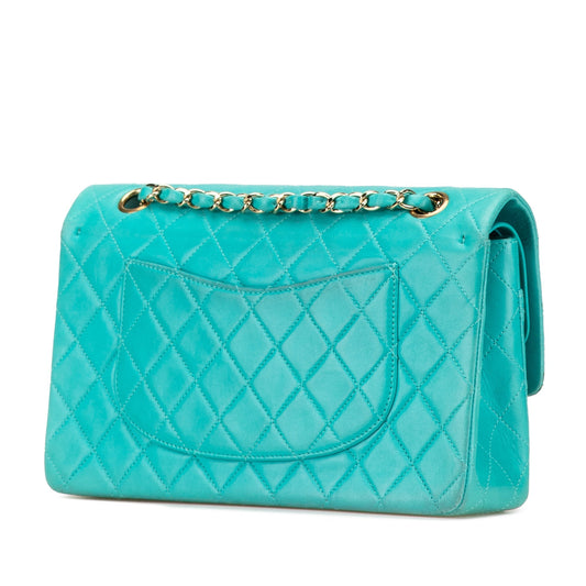 Blue Chanel Medium Classic Lambskin Double Flap Shoulder Bag