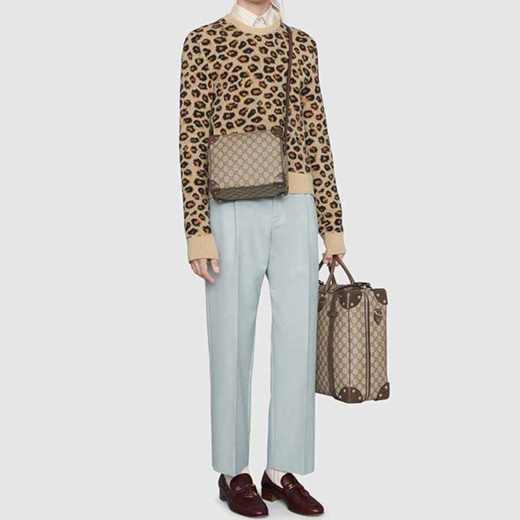 GUCCI Leather Detail Shoulder Bag Beige Ebony 626363-92TDN-8358