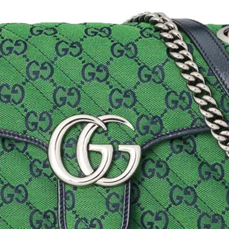(WMNS) GUCCI Leather GG Marmont Multicolor Logo Single-Shoulder Bag Small Green/Blue 443497-2UZCN-3368