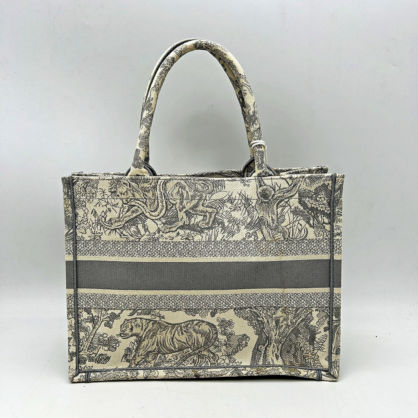 CHRISTIAN DIOR Canvas Embroidered Large Dioriviera Toile De Jouy Book Tote Gray LA46572
