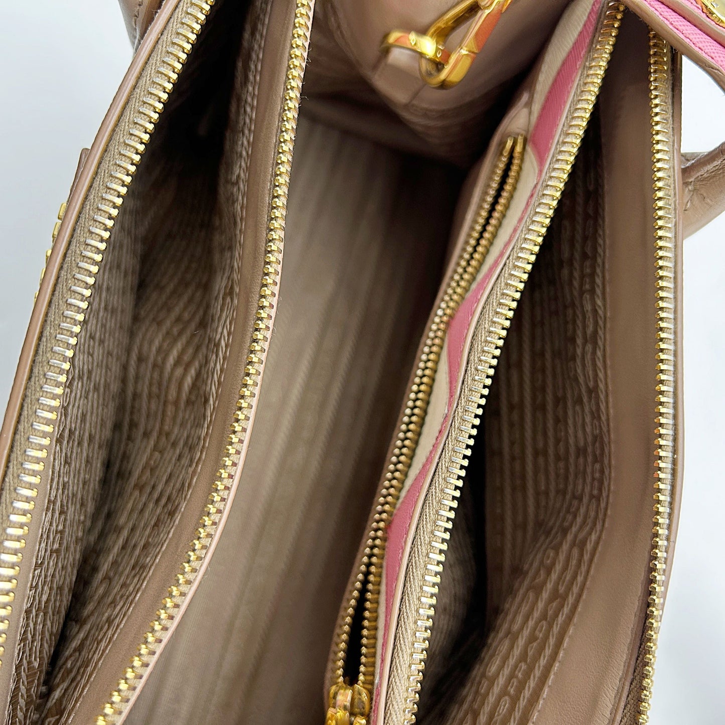 Prada 2017 Medium Saffiano Greca Paradigm Tote - Brown Satchels, Handbags LA15439