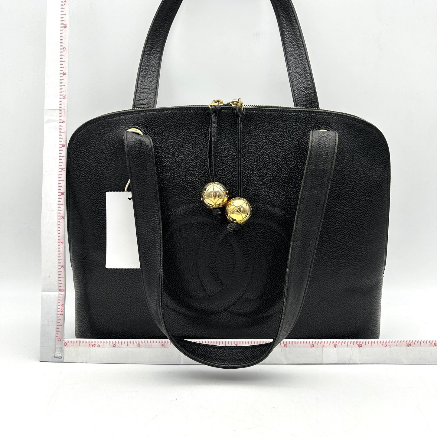 CHANEL Caviar Large CC Shoulder Bag Black  WD