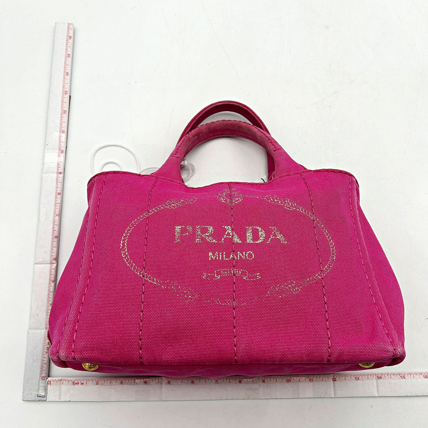 Prada Enameled Metal Triangle Top Handle Bag Large - Neutrals Totes, Handbags LA10329