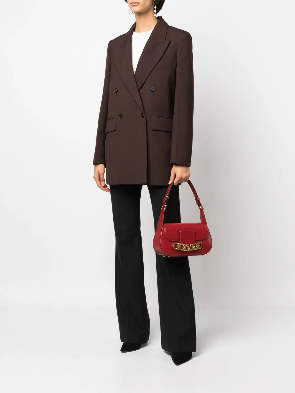 Valentino Garavani Vlogo Leather Shoulder Bag