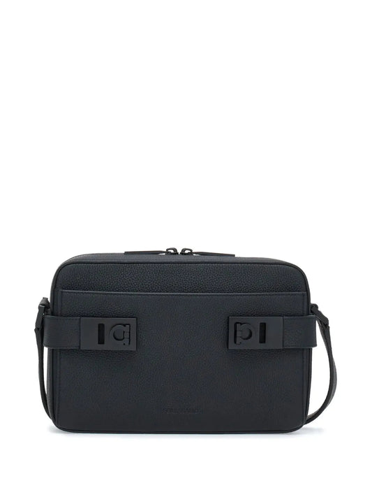Ferragamo Gancini Buckle Embellished Leather Shoulder Bag