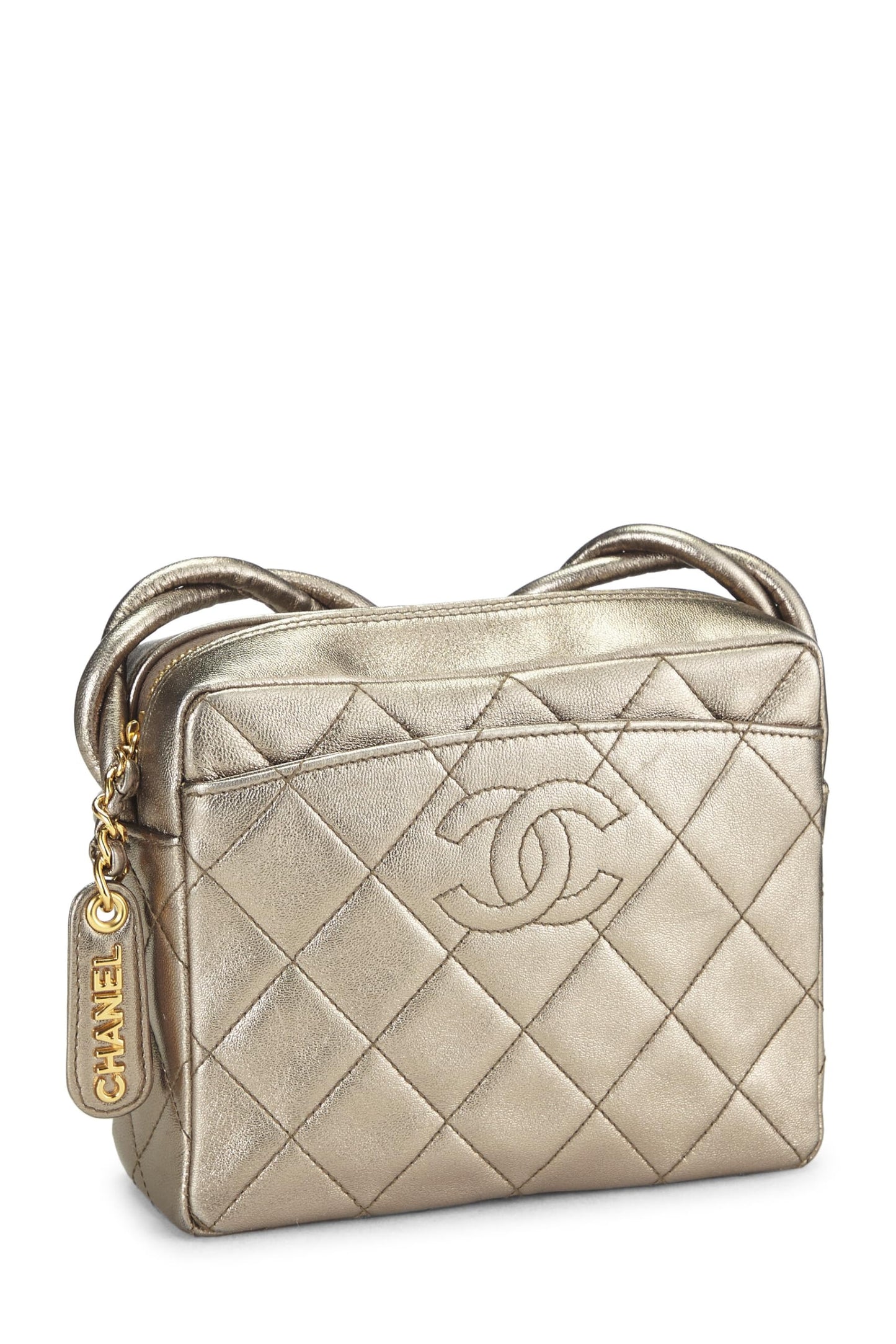 Chanel,  Metallic Gold Quilted Lambskin Shoulder Bag Mini, Gold