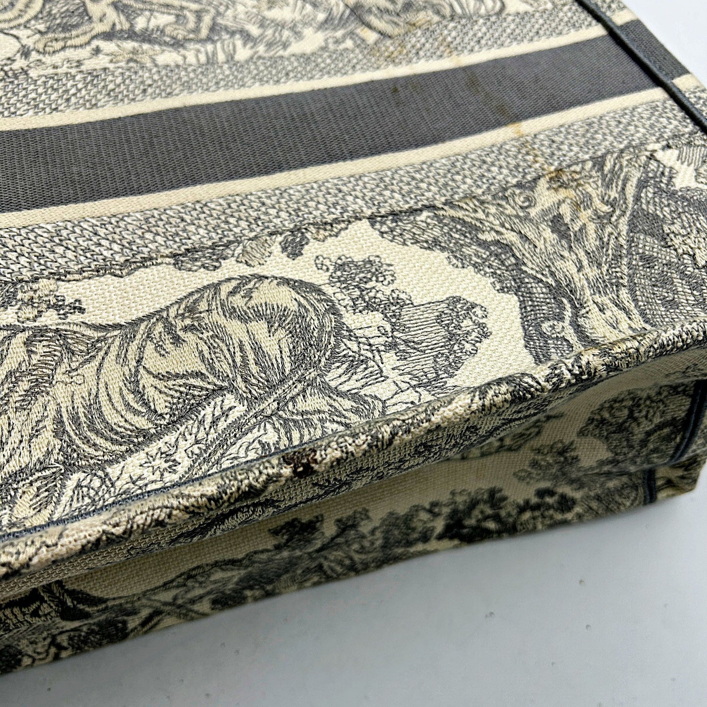CHRISTIAN DIOR Canvas Embroidered Large Dioriviera Toile De Jouy Book Tote Gray LA46572