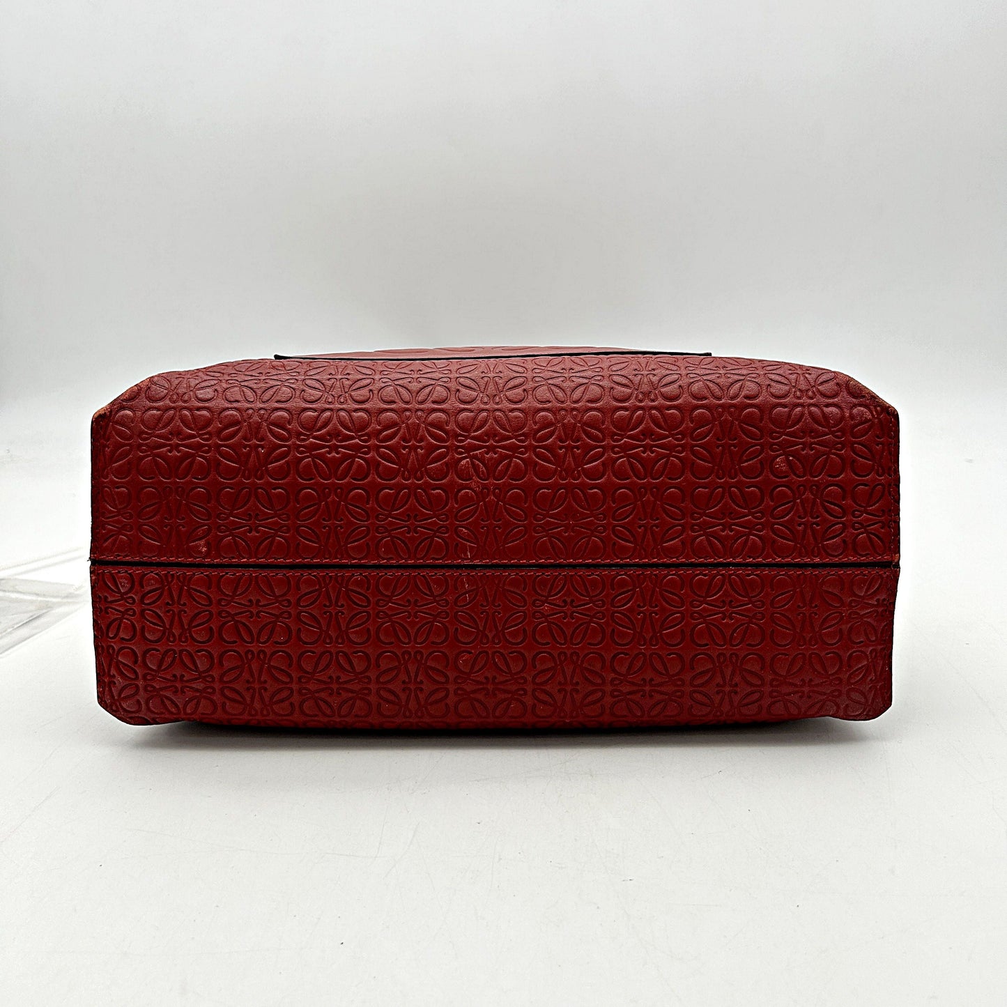 Pre-owned Loewe bolso tote de piel con anagrama rojo Roja Burdeos Cuero Becerro LA32255