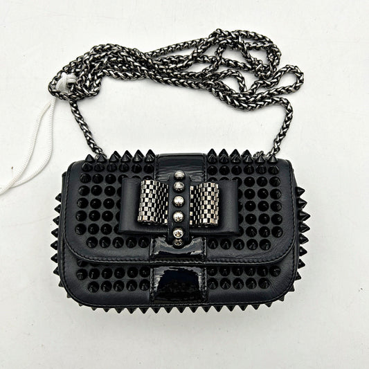 CHRISTIAN LOUBOUTIN Calfskin Spikes Sweety Charity Crossbody Bag Black LA7823