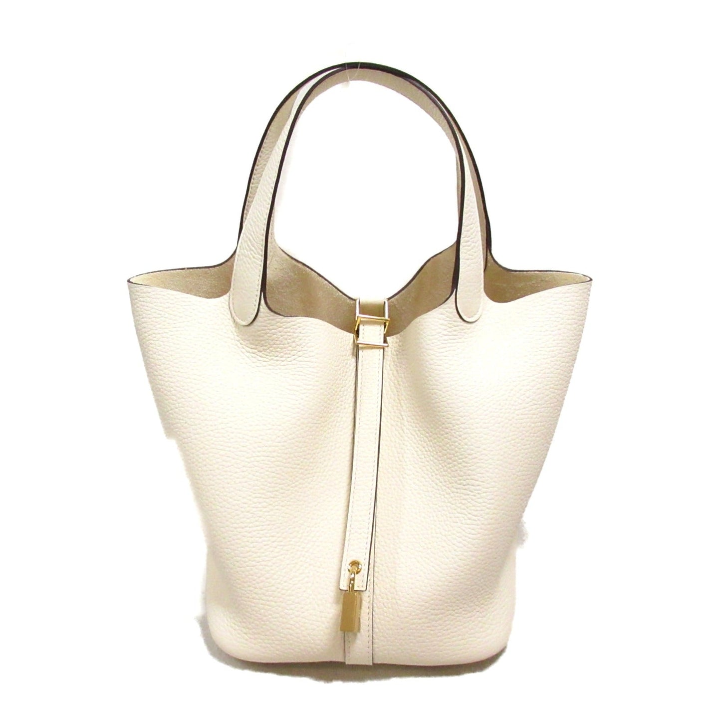 Hermes Hermes Picotin Lock MM Tote Bag Tortoise Bag Leather  White