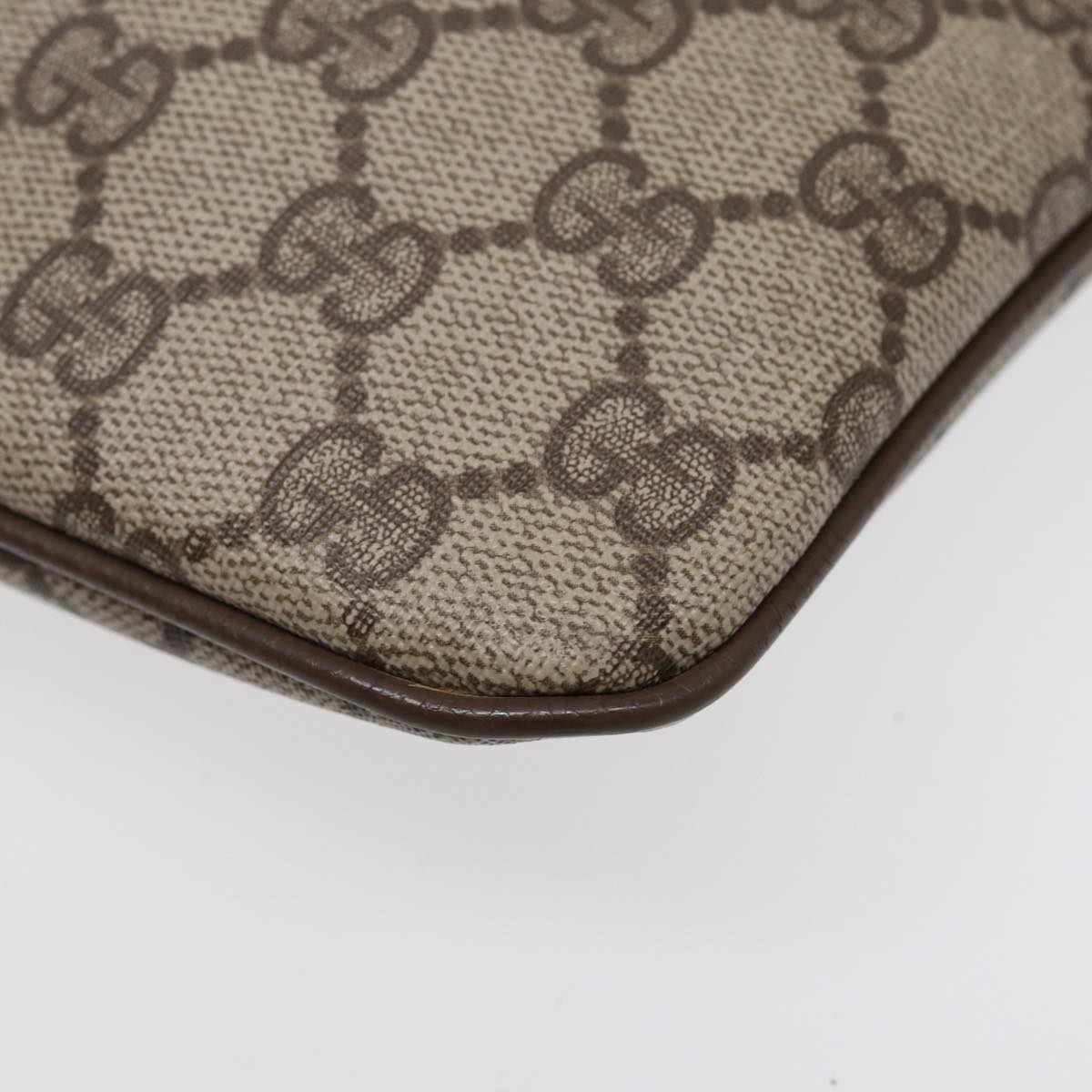 GUCCI GG Supreme Web Sherry Line Shoulder Bag PVC Beige 904 02 047 Auth 85369