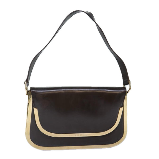 GUCCI Shoulder Bag Leather Gold Brown 001 2058 1764 0 Auth 85409