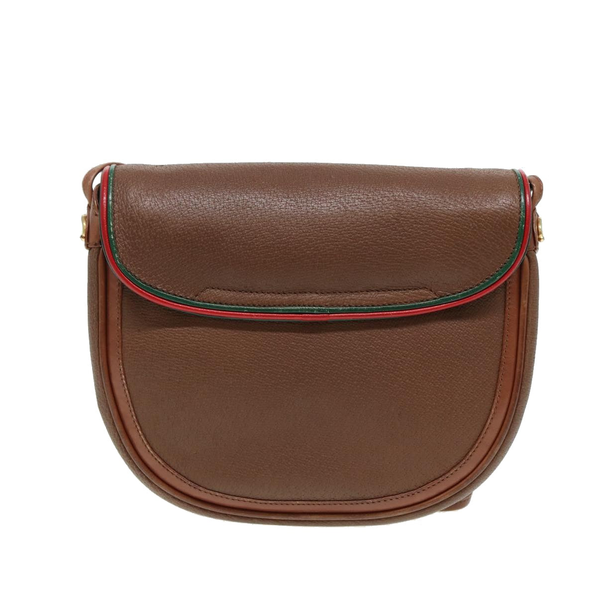 GUCCI Shoulder Bag Leather Brown Gold 001 261 1089 Auth 85976