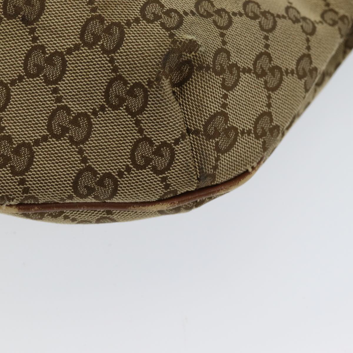 GUCCI GG Canvas Web Sherry Line Shoulder Bag Beige Silver Red 353399 Auth 85990