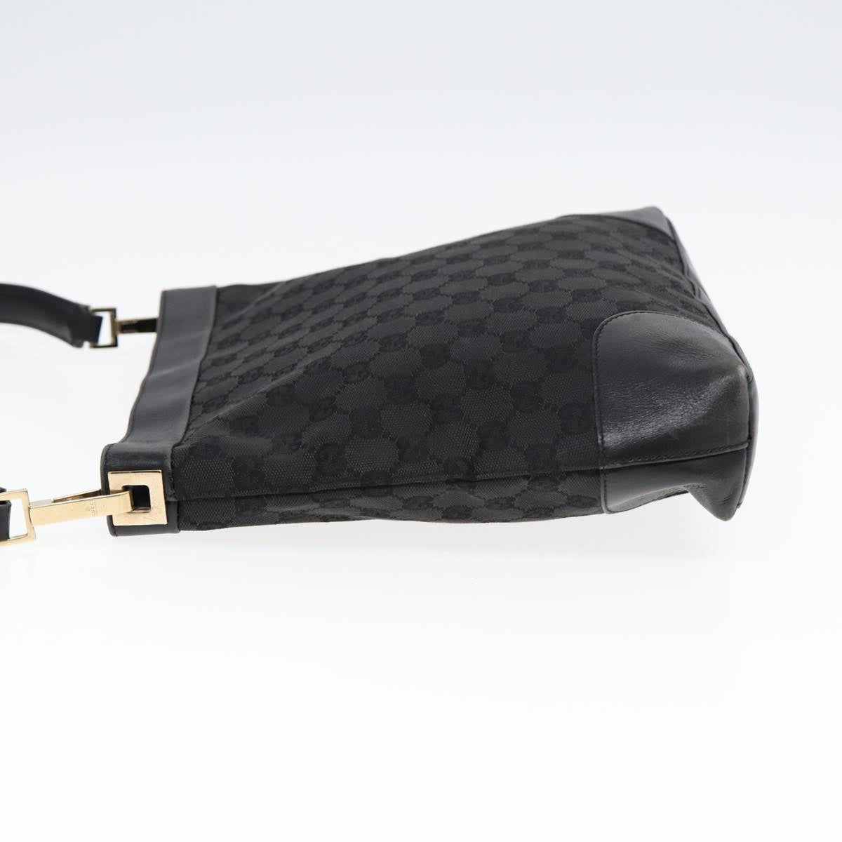GUCCI GG Canvas Shoulder Bag Black Gold 33900 Auth 85998