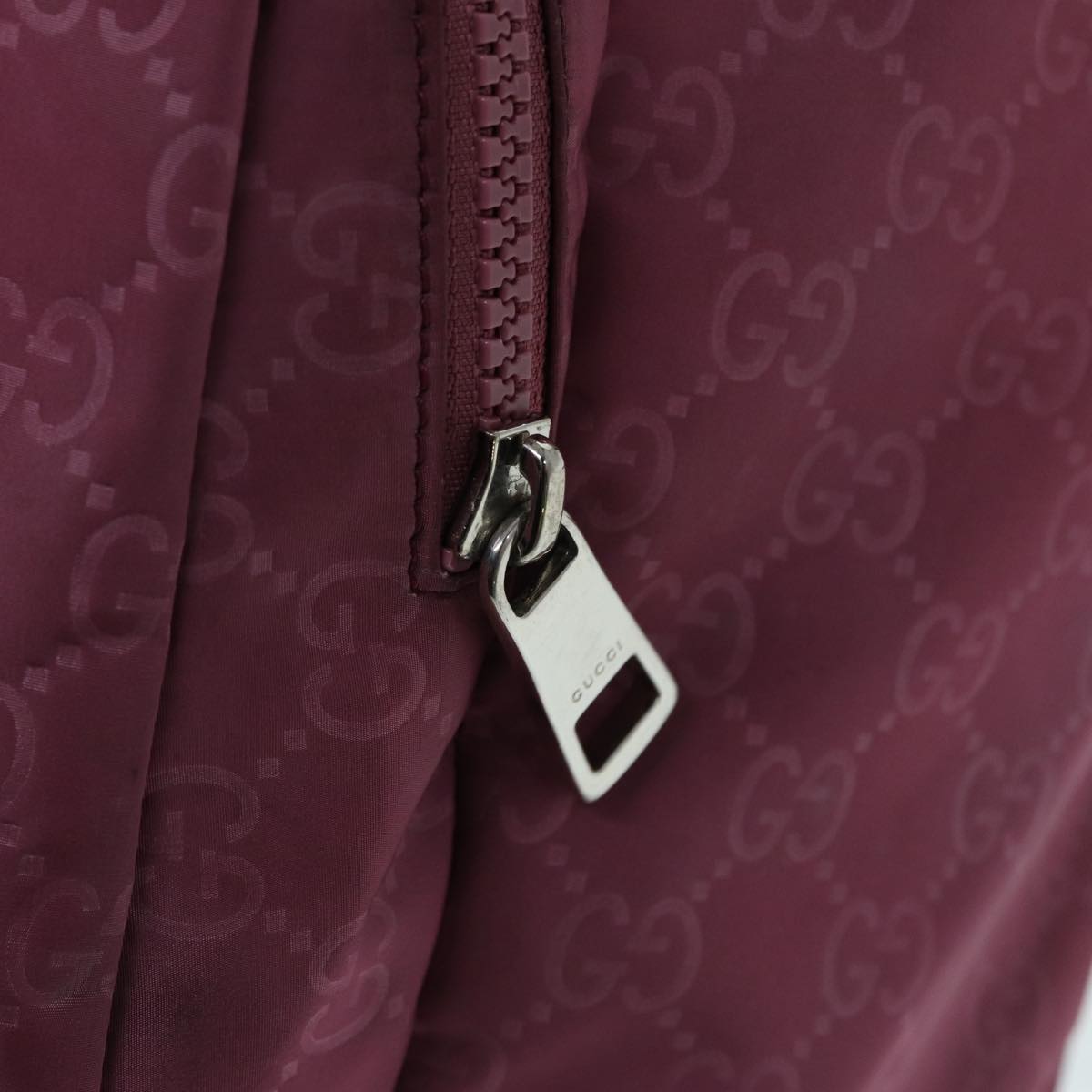 GUCCI GG Canvas Backpack Nylon Purple Silver 406361 Auth 86158