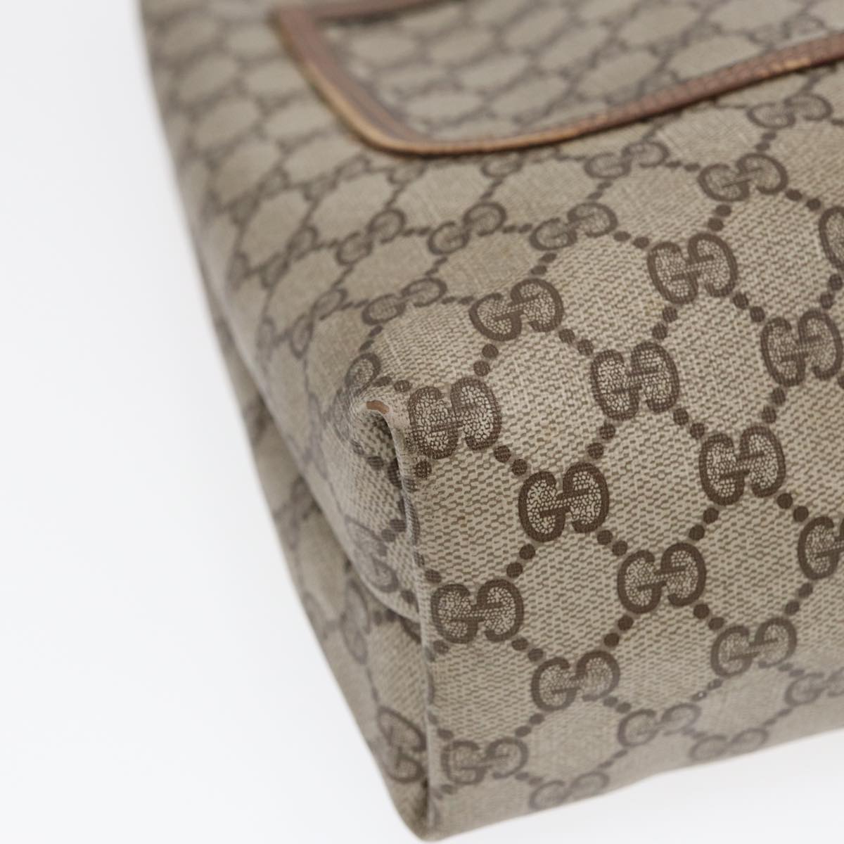 GUCCI GG Supreme Web Sherry Line Tote Bag PVC Leather Beige 39 02 003 Auth 86560