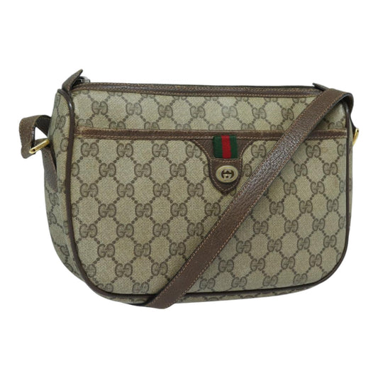 GUCCI GG Supreme Shoulder Bag PVC Leather Beige Brown gold 89 02 077 Auth 87295
