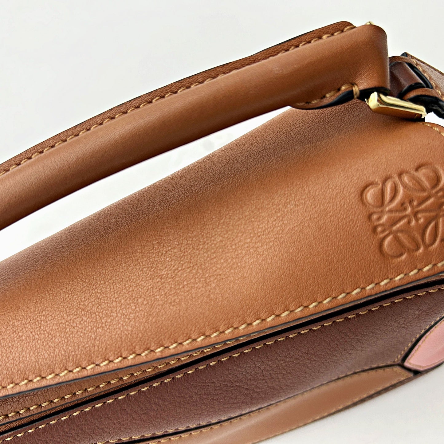LOEWE Calfskin Mini Puzzle Bag Tan Medium Pink LA36264