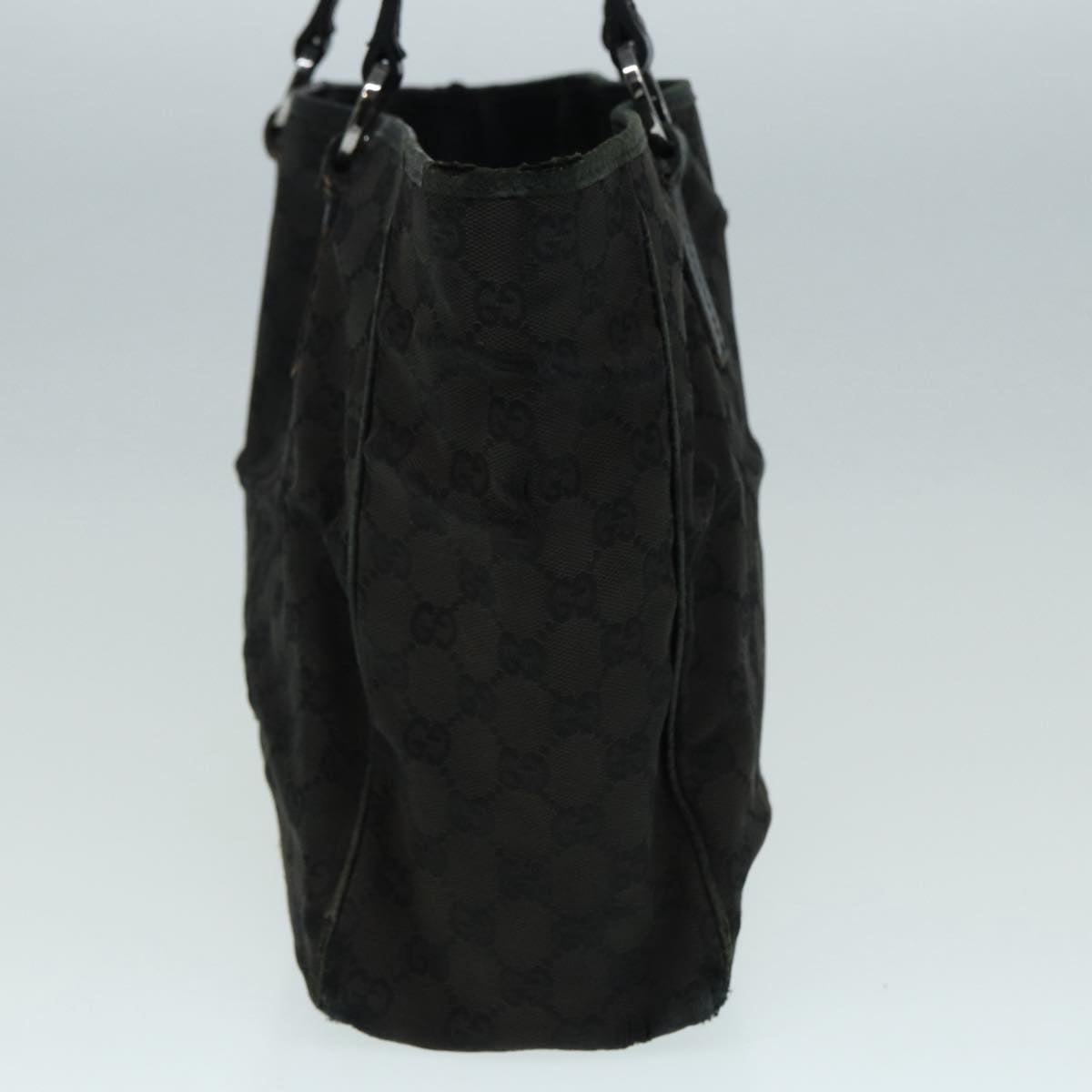 GUCCI GG Canvas Shoulder Bag Black Silver 113017 002404 Auth 87780