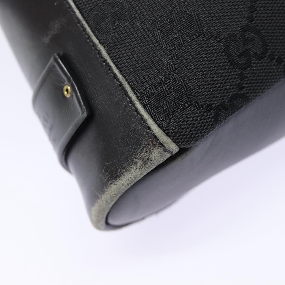 GUCCI GG Canvas Shoulder Bag Black Silver 91761 Auth 87782