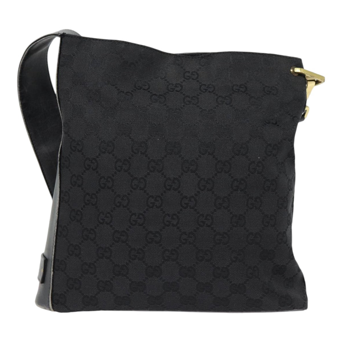 GUCCI GG Canvas Shoulder Bag Black Silver 91761 Auth 87782