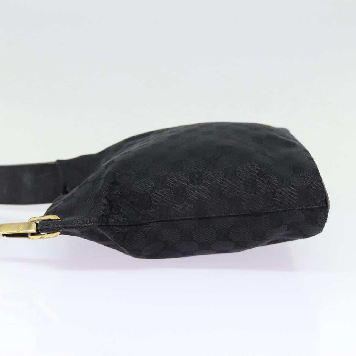 GUCCI GG Canvas Shoulder Bag Black Silver 91761 Auth 87782