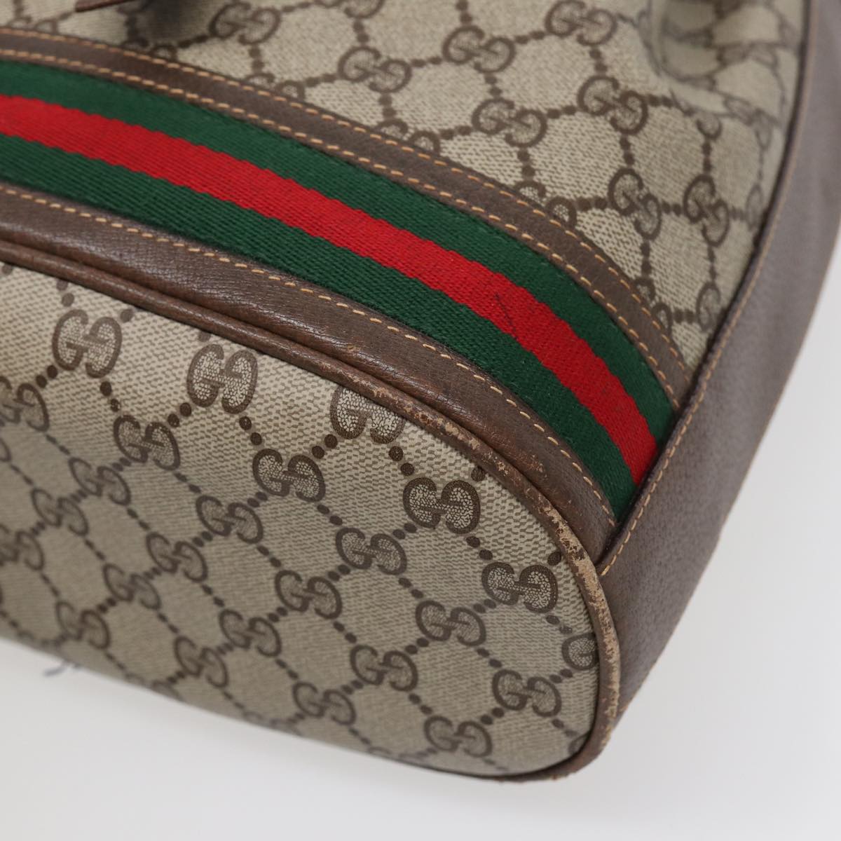 GUCCI GG Supreme Web Sherry Line Shoulder Bag Beige Gold 001 164 0933 Auth 88150
