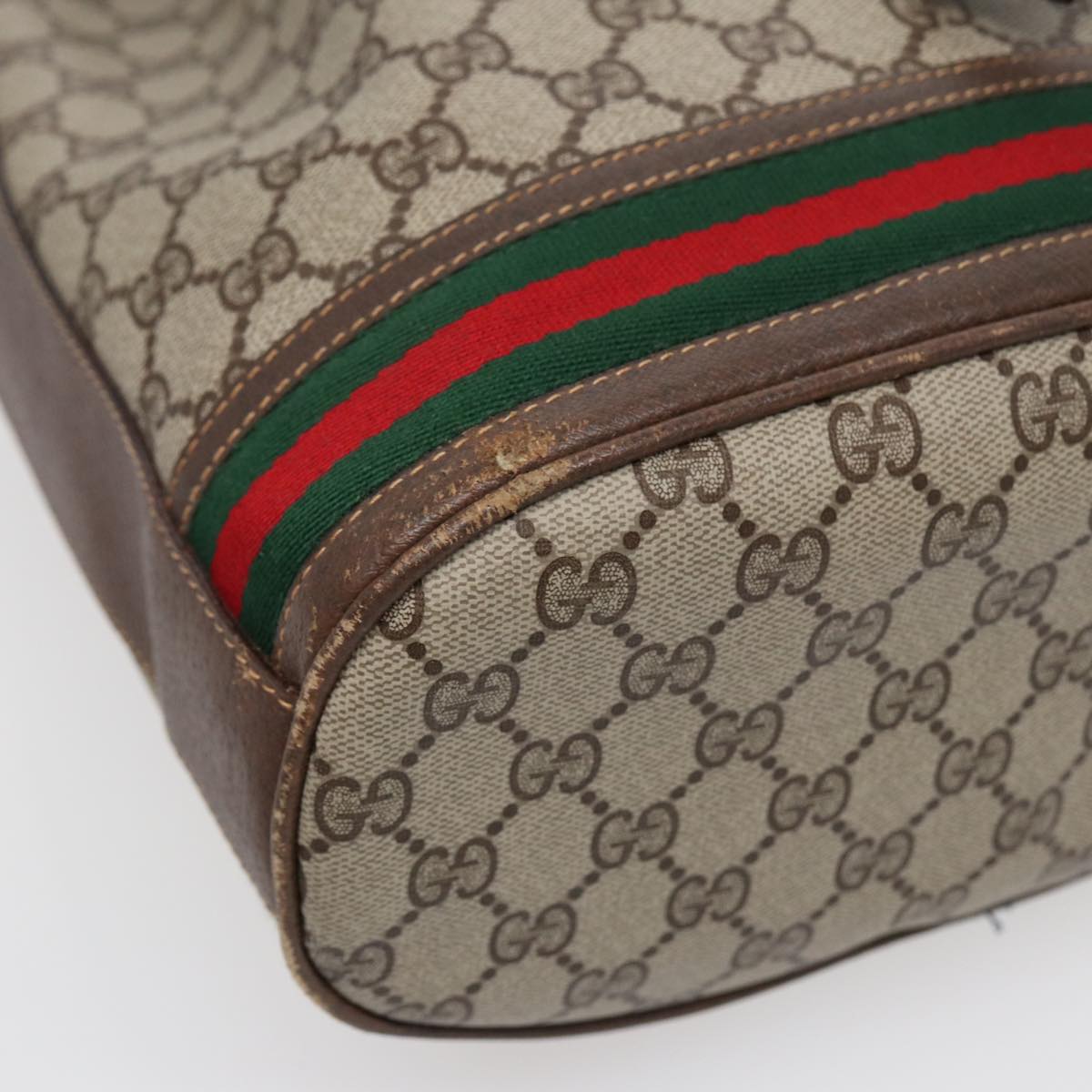 GUCCI GG Supreme Web Sherry Line Shoulder Bag Beige Gold 001 164 0933 Auth 88150