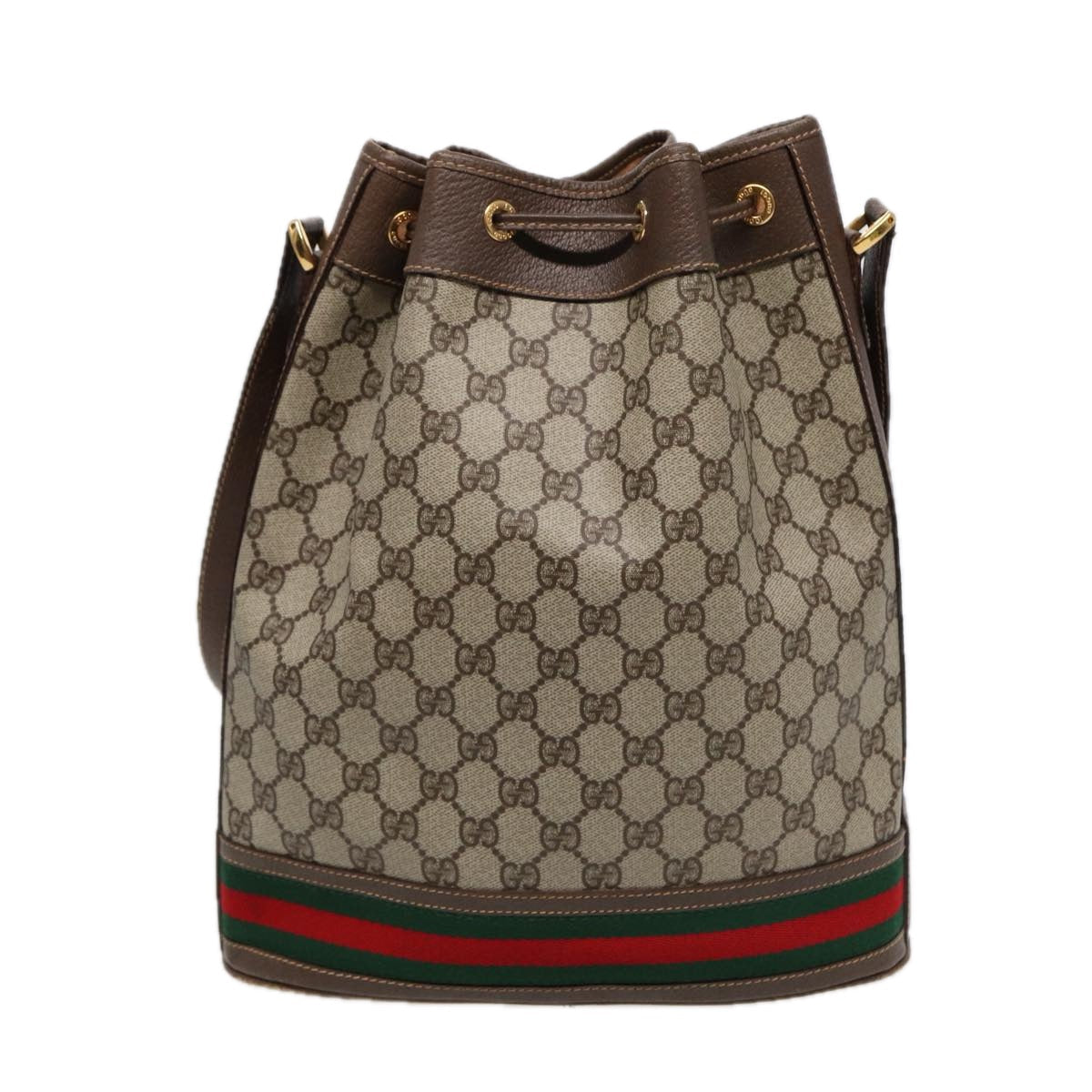 GUCCI GG Supreme Web Sherry Line Shoulder Bag Beige Gold 001 164 0933 Auth 88150