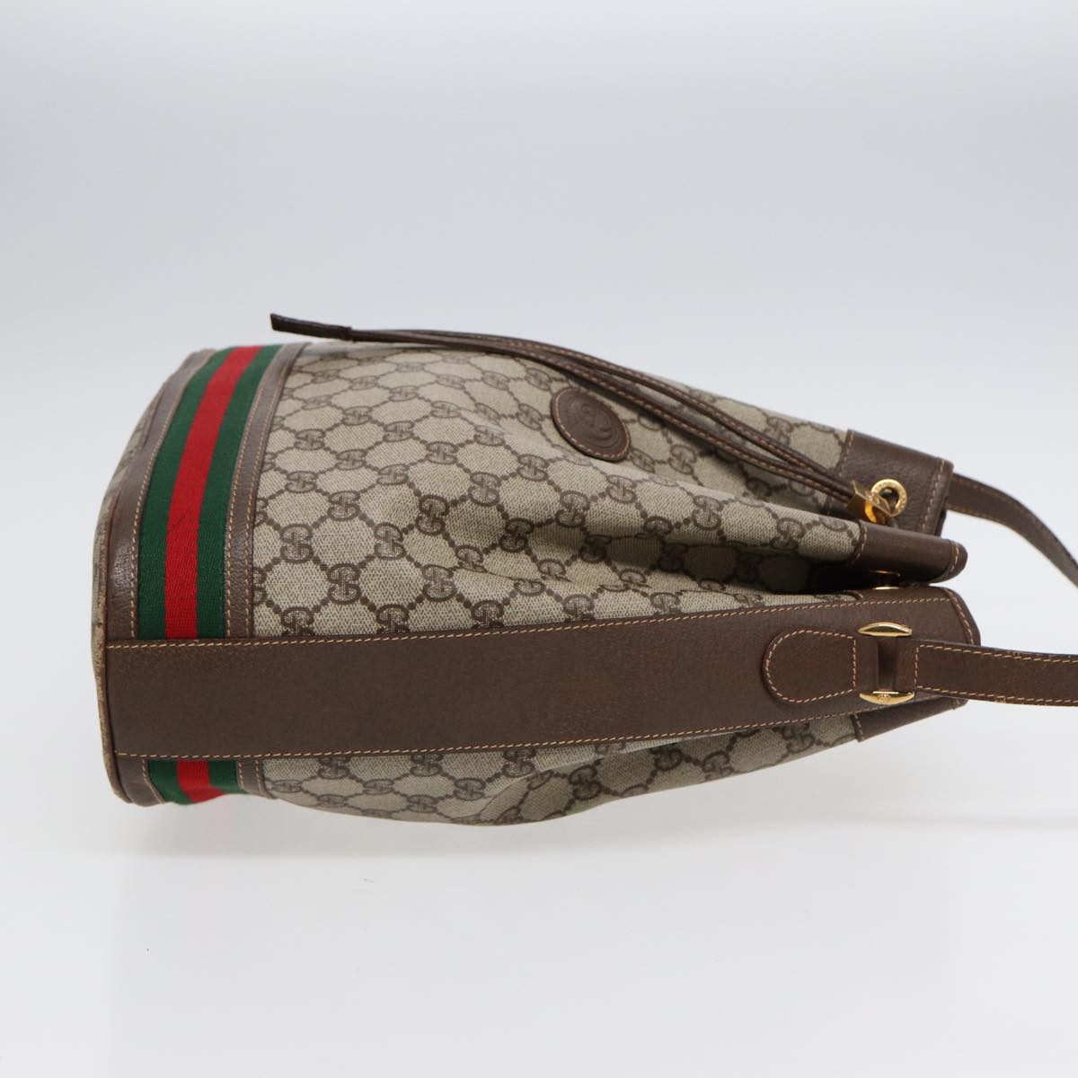 GUCCI GG Supreme Web Sherry Line Shoulder Bag Beige Gold 001 164 0933 Auth 88150