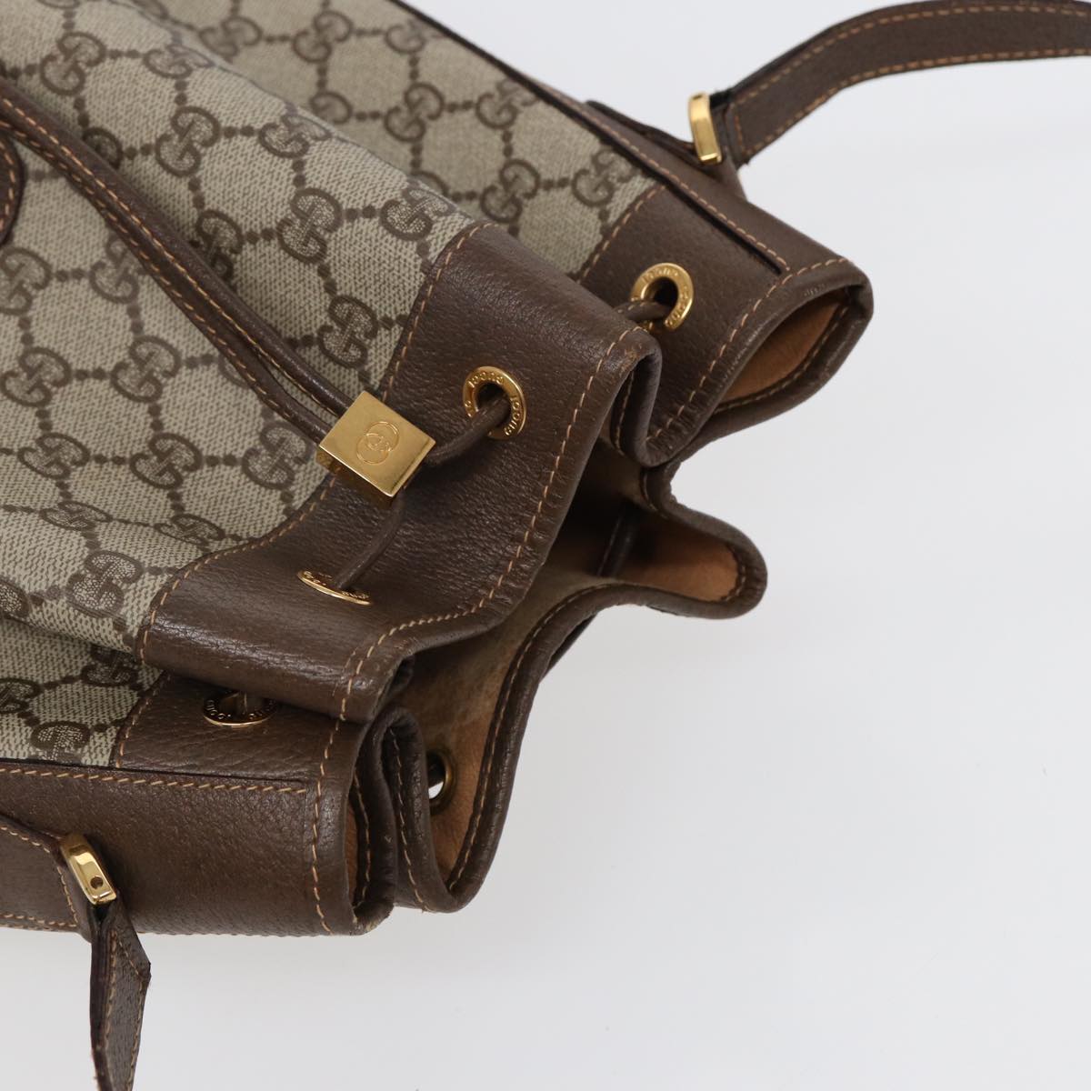 GUCCI GG Supreme Web Sherry Line Shoulder Bag Beige Gold 001 164 0933 Auth 88150