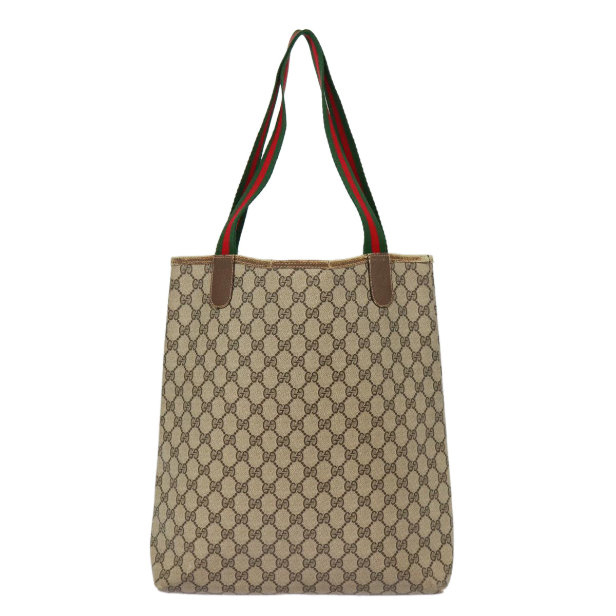 GUCCI GG Supreme Web Sherry Line Tote Bag PVC Beige Red 40 02 003 Auth 88153