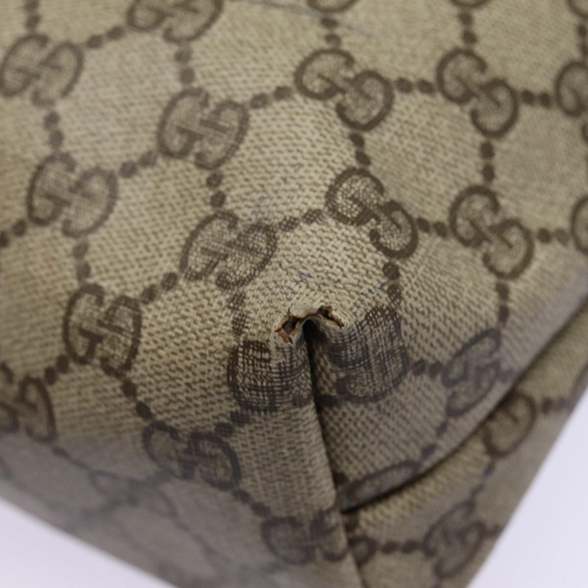 GUCCI GG Supreme Web Sherry Line Tote Bag PVC Beige Red 39 02 003 Auth 88154